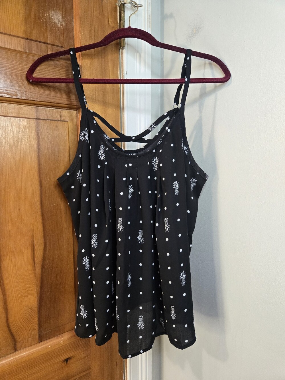 torrid Black Polka Dot Pineapple Strappy Camisole